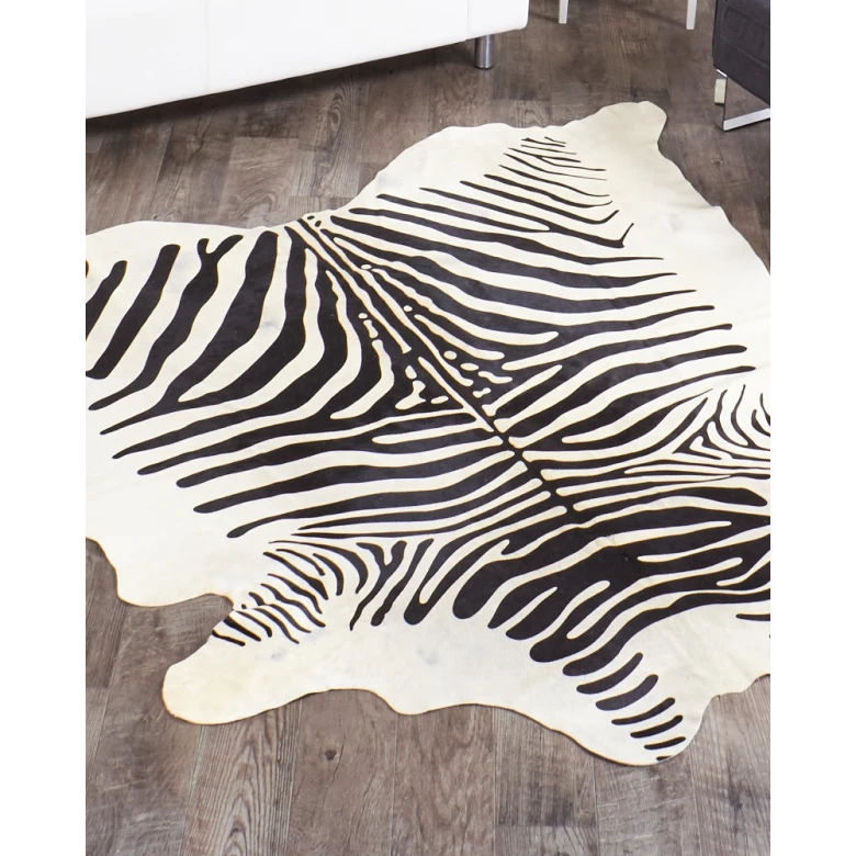 Zebra Print Cowhide Rug Size: 7 X 6' Genuine Zebra Print Cow Hide Rug