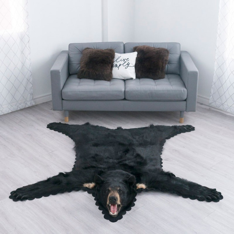 5 Feet 2 Inches 157 Cm Black Bear Rug, Authentic Bear Skin Rugs
