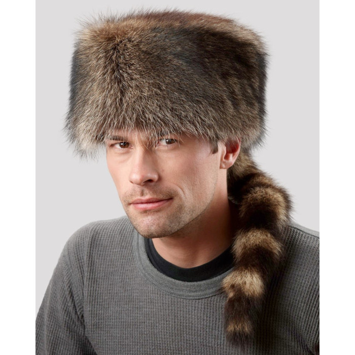 Raccoon Fur Coonskin Cap for Men