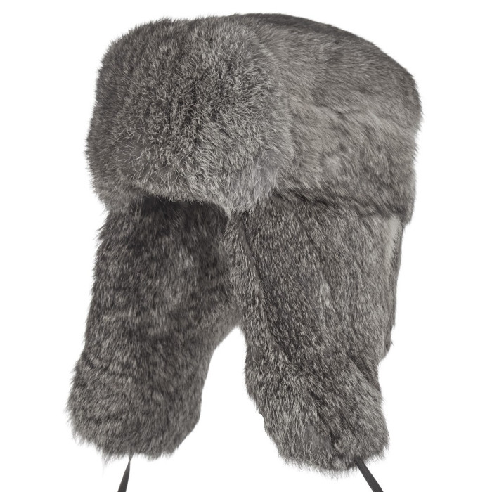 Grey Rabbit Full Fur Trapper Hat for Men