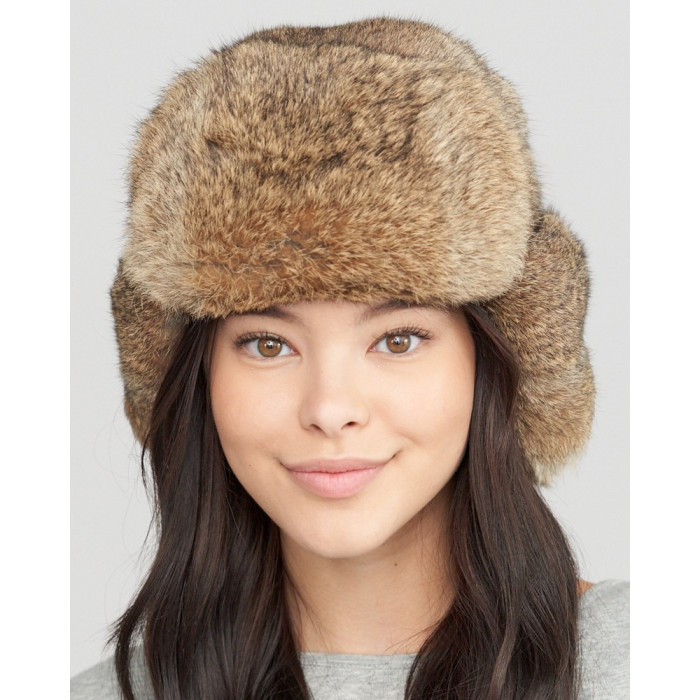 The Ladies Montreal Full Rabbit Fur Trappper Hat in Brown