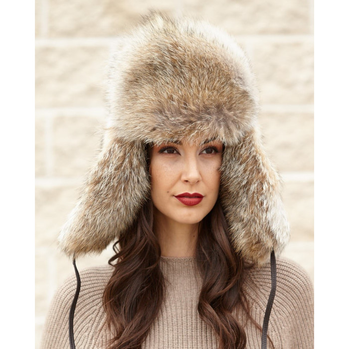 Ladies Coyote Full Fur Trapper Hat 