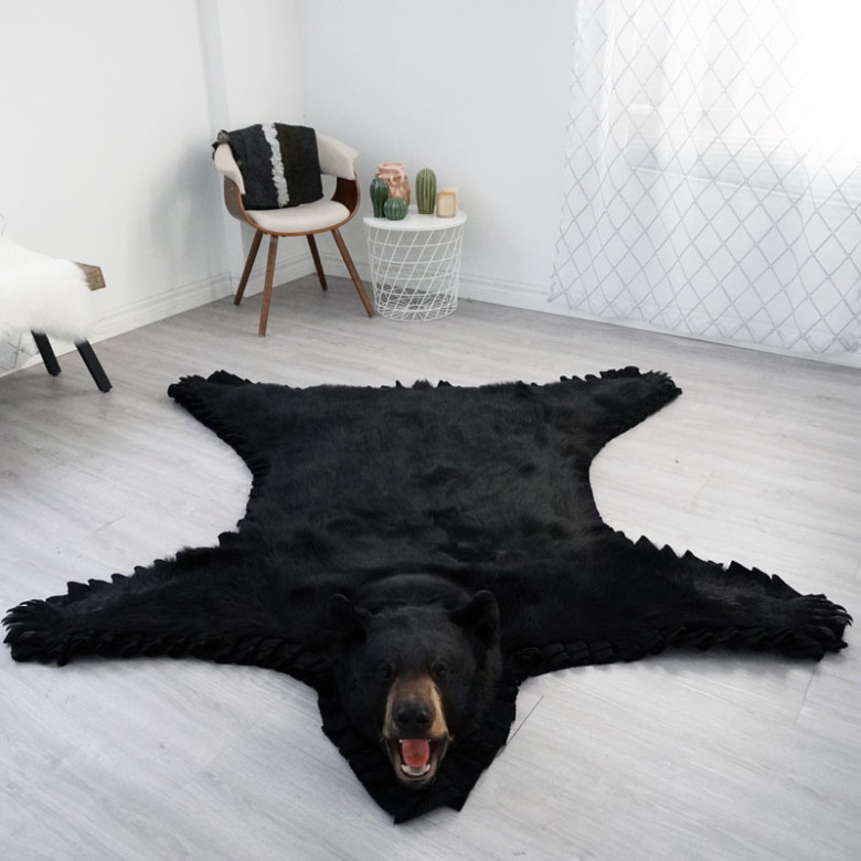 5 Feet 6 Inches 168 Cm Black Bear Rug, Genuine Animal Skin Rugs Canada
